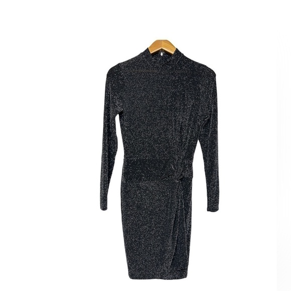MICHAEL KORS SPARKLE LONG SLEEVE KNEE LENGTH BLACK DRESS SIZE S - Picture 1 of 10